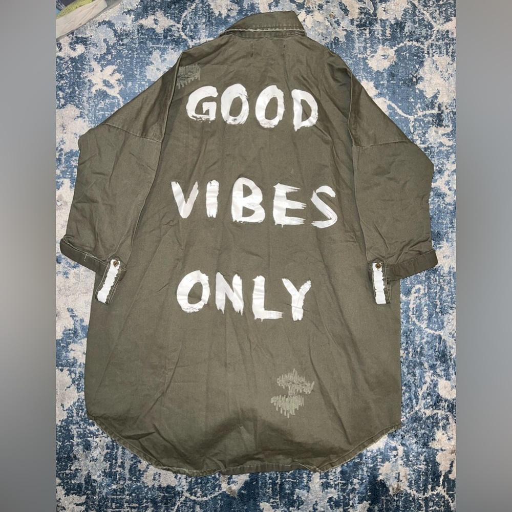 GOOD VIBES ONLY button down jacket